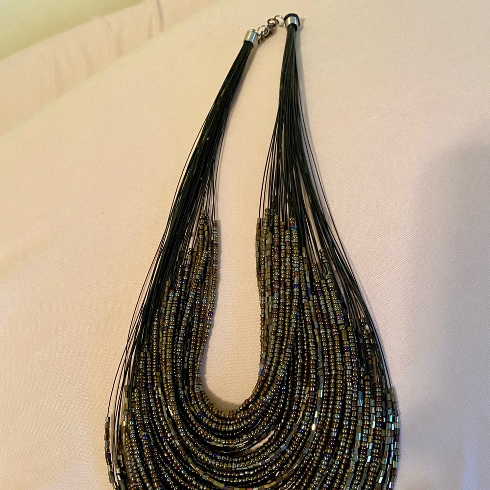 Glitter Multi-Stranded Beaded Necklace - image 2